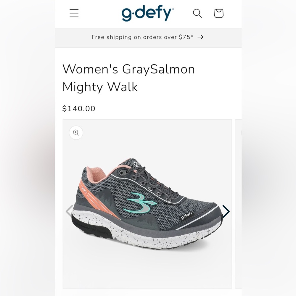 Gravity Defyer Womens Gdefy Mighty Walk Walking Shoes Gray/Salmon Sz 11 LIKE NEW